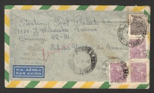 BRAZIL TO USA - TRAVELED AIRMAIL LETTER - 1949. (9)