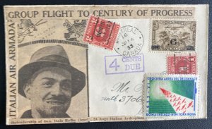 1933 Montreal Canada To Century Of Progress Flight Cover Gen Italo Balbo Label B