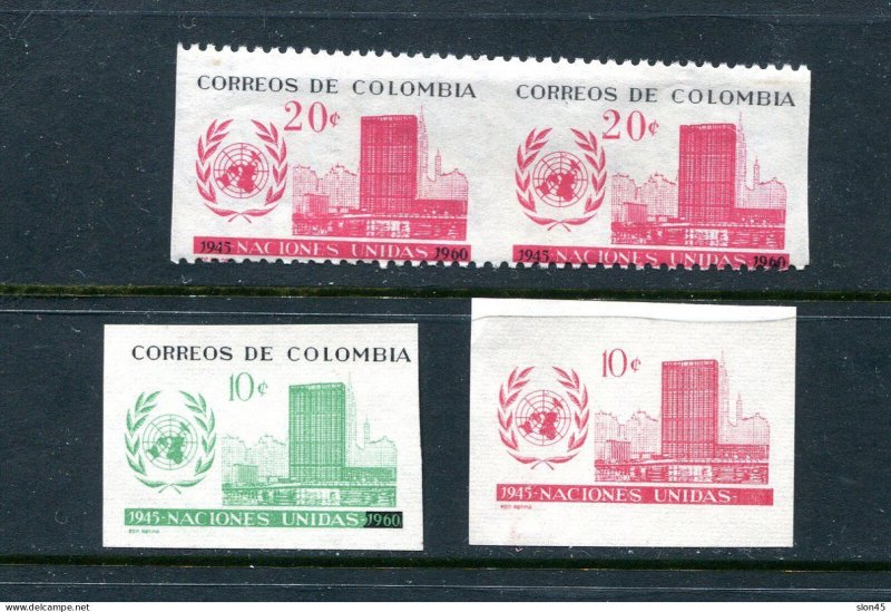Colombia 1960 15 ann UN Imperf Rare varieties Essays/pair imperf between MNH 149