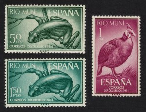 Rio Muni Goliath Frog Helmeted Guineafowl Bird 3v 1964 MNH SC#44-46 SG#57-59