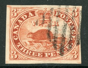 Canada 8524 QV Beaver  3¢ Wove Thick Paper Imperf Scott #4 VFU G130