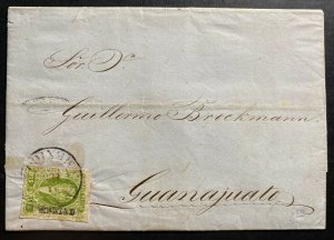 1857 Mexico City Mexico Letter Sheet Cover To Guanajuato