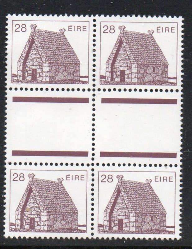 Ireland Sc 639 1985 28p St Macs Dara Church stamp gutter block mint NH