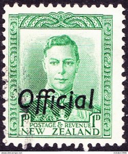 NEW ZEALAND 1938 KGVI ½d Green Official SGO138 Fine Used