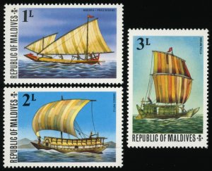 MALDIVE ISLANDS Sc 575-77 VF/MNH - 1975 - Sailing Ships - Partial Set