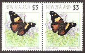 1991 New Zealand Sc #1077 / $3 Yellow Admiral Butterfly - MNH stamps Cv$9.50