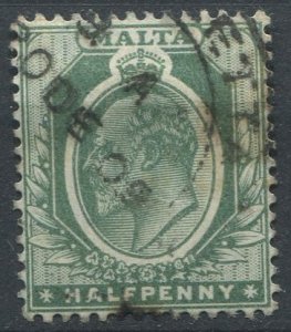 Malta Sc#30 Used, ½p dl grn, Definitives 1904-1914: King Edward VII (1904)