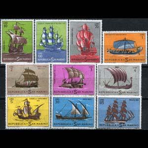 SAN MARINO 1963 - Scott# 540-9 Ancient Ships Set of 10 LH