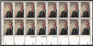 US # 1503 , Lyndon B Johnson / LBJ , Plate Block of 16 - I Combine S/H 