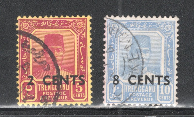 Malaya - Trengganu, Scott #45-46   VF, Used,  CV $14.50  ..... 6470031