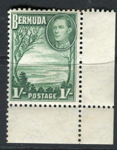 BERMUDA; 1938-53 early GVI issue fine Mint hinged 1s. Corner value