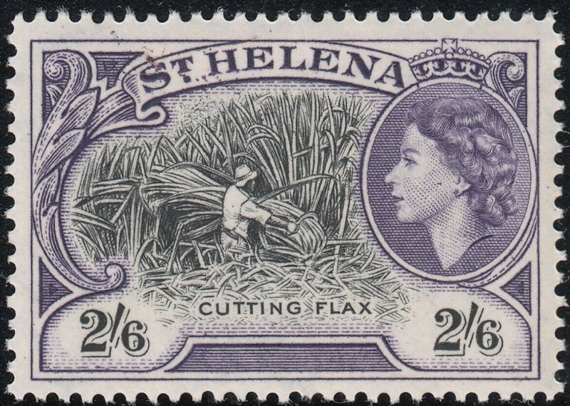 St Helena 1953 QEII 2/6d Black & Violet MH