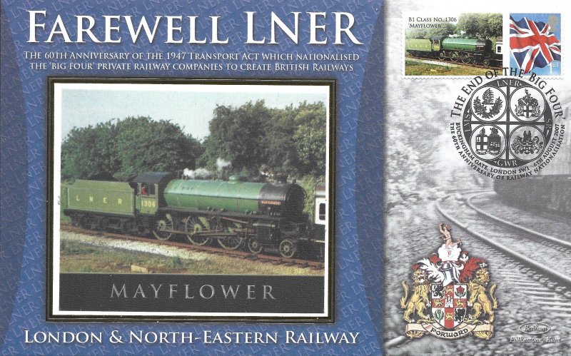 Benham Silk FDC: Farewell LNER: Mayflower: 2007