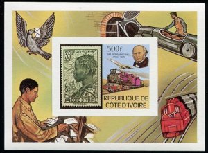 Ivory Coast MNH S/S 519 Sir Rowland Hill & Train SCV 6.75 SC 2021