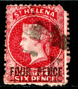 British Colonies 1864 St Helena 4p/6p Red Sc #15 VFU H326 ⭐⭐⭐⭐