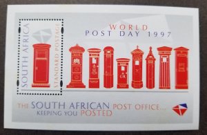 *FREE SHIP South Africa World Post Day 1997 Postbox Mailbox Mail (ms MNH *c scan