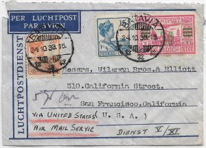 Batavia, Dutch East Indies to San Fran., Ca 1933 Airmail  (51247)