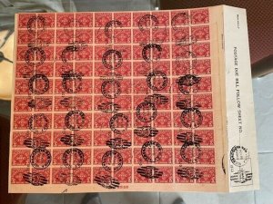 J78 $5 POSTAGE DUE USED SHEET OF 100 STAMPS ON POSTAGE DUE BILL FORM 3582a-F