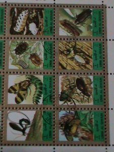 ​UMM AL QIWAIN - THE LOVELY INSETS- CTO MINI SHEET-VERY FINE-FANCY CANCEL