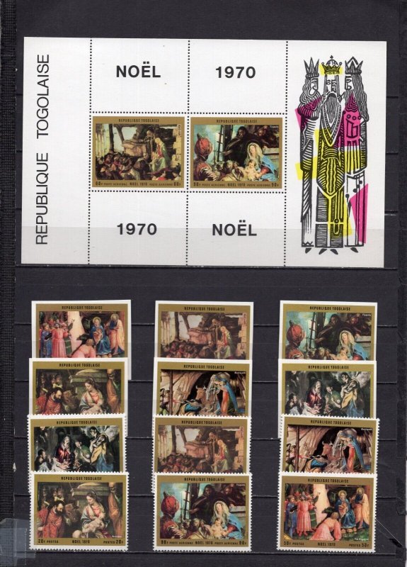 TOGO 1970 CHRISTMAS PAINTINGS 2 SETS OF 6 STAMPS PERF. & IMPERF. & S/S MNH