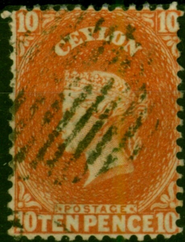 Ceylon 1864 10d Dull Vermilion SG38 P.12.5 V.F.U