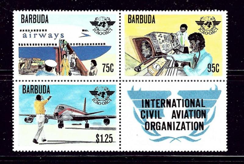 Barbuda 393a MNH 1979 Civil Aviation block of 4