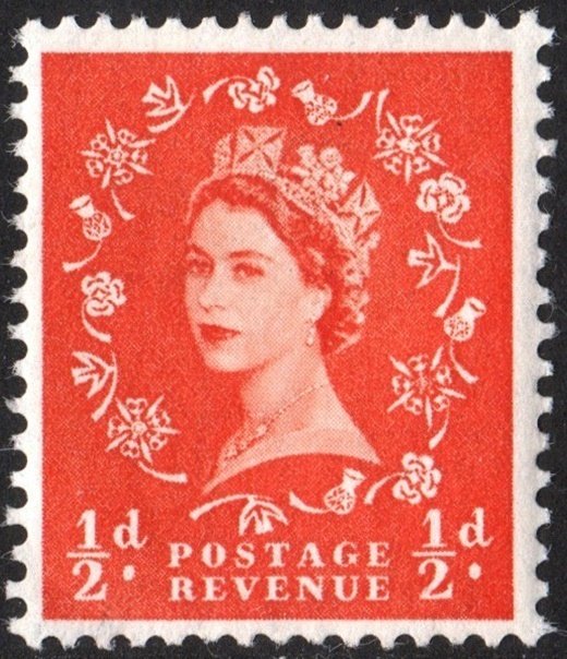 Great Britain #292 ½d Queen Elizabeth II: Predecimal Wilding Single (1953) MNH