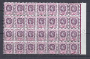 LEEWARD ISLANDS, 1954 QE 12c , 2 varieties in marginal block 28, mnh