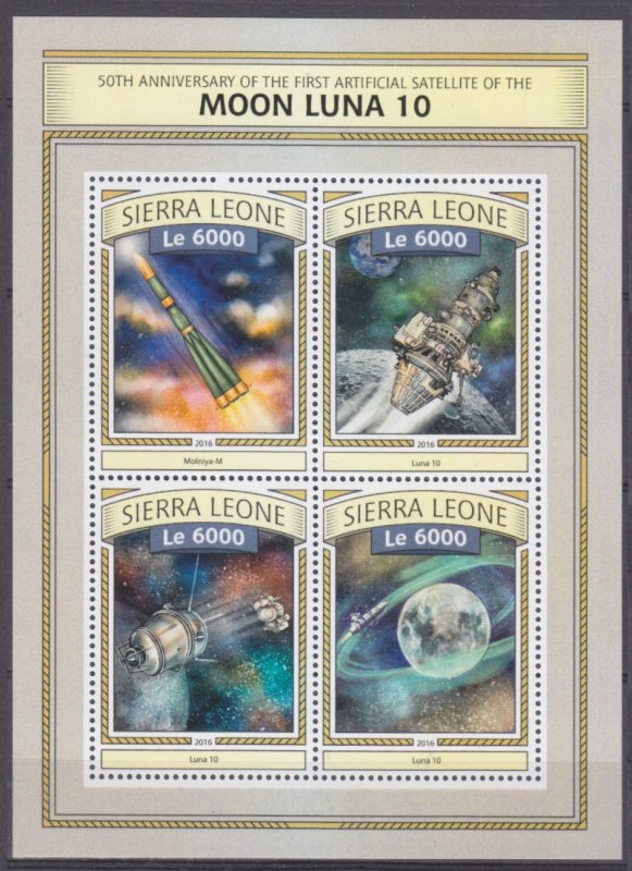 2016 Sierra Leone 7843-7846KL 50th Anniversary of the Moon Landing - Luna 10 11,