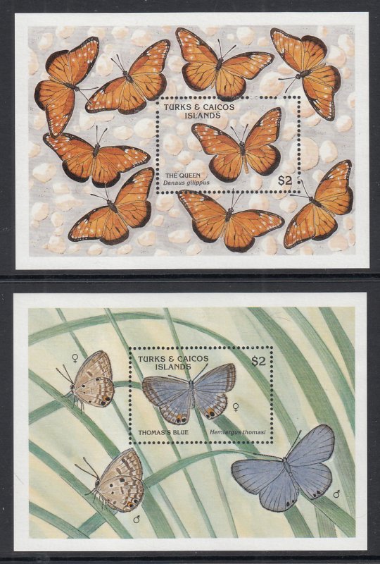 Turks and Caicos 834-835 Butterflies Souvenir Sheets MNH VF