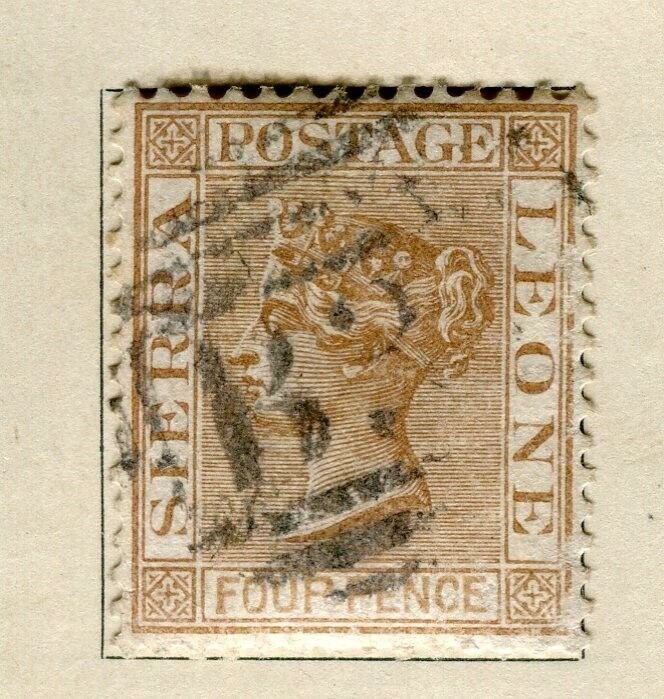 SIERRA LEONE; 1880s early classic QV issue fine used 4d. value fair Postmark