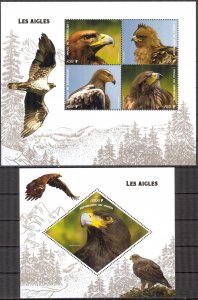 Congo 2019 Birds Eagles 2 S/S MNH