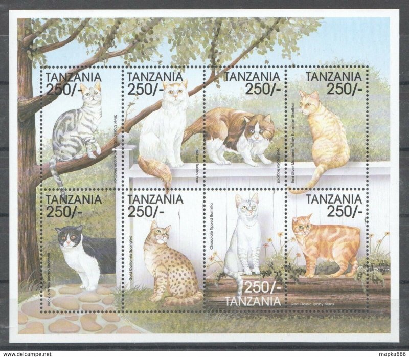 Tanzania Fauna Pets Cats Sh ** Stamps Pk050