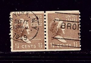 U.S. 840 Used 1939 Martha Washington Coil Pair