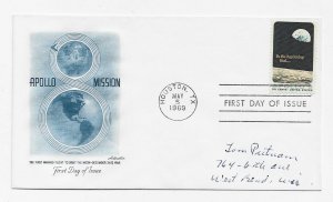 US 1371 (Me-6) 6c Apollo 8 single on FDC Artmaster Cachet ECV $10.00