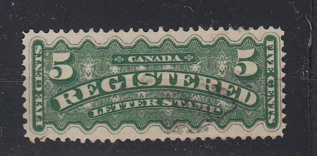 Canada - 1875  5c Registration stamp perf.12x11 1/2 Sc# F2d -  (2744)