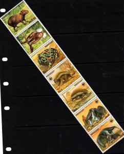 Paraguay Sc 2139 a-g MNH Strip issue of 1985 - WWF - Animals - HJ06