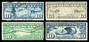 Scott C7-C10 1926-1927 10c-20c Airmail Issues All Used F-VF Lightly Cancelled