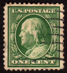 1908 US, 1c, Used, Benjamin Franklin, Sc 331, XF-91