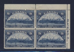 4x Canada  MH Stamps;  Plate Block #2 #202-5c MH VF Guide Value = $75.00