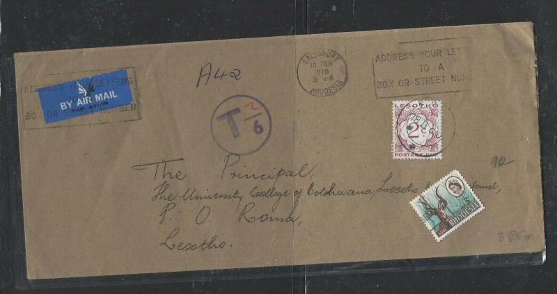 LESOTHO  (PP1405B)  1970 INCOMING COVER FROM RHODESIA POSTAGE DUE 2C  