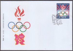 CROATIA Sc # 847 FDC - 2012 SUMMER OLYMPIC GAMES in LONDON, ENGLAND