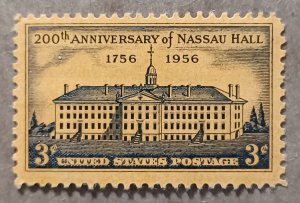 United States #1083 3c 200th Anniversary of Nassau Hall, Princeton MNH (1956)