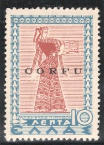 Greece 1941 Ionian island CORFU overprint on 10l ΤΙΡΥΝΘΟΣ MH F