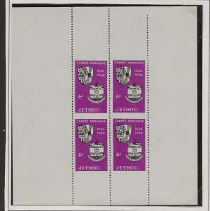 GB Local. Jethou 1966 Norman Conqust 6d sheet of 4 without horizontal perfs MNH