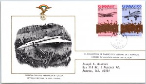 HISTORY OF AVIATION TOPICAL FIRST DAY COVER SERIES 1978 - GHANA 60c AND $1.00