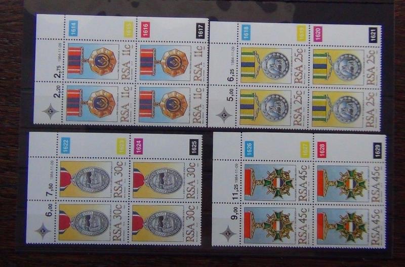 South Africa 1984 Military Decorations set in block x 4 MNH Medals