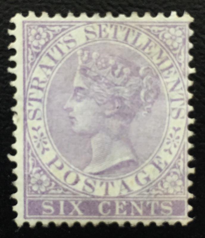 Malaya 1868 Straits Settlements QV 6c CrownCC MH SG#13 CV£150 M1912