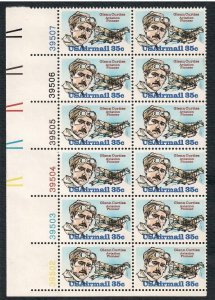 US Airmail # C100 Glenn Curtiss F-VF OG NH L/L Plate Block of 12 - I Combine S/H