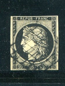 France #3b  used  F-VF- Lakeshore Philatelics